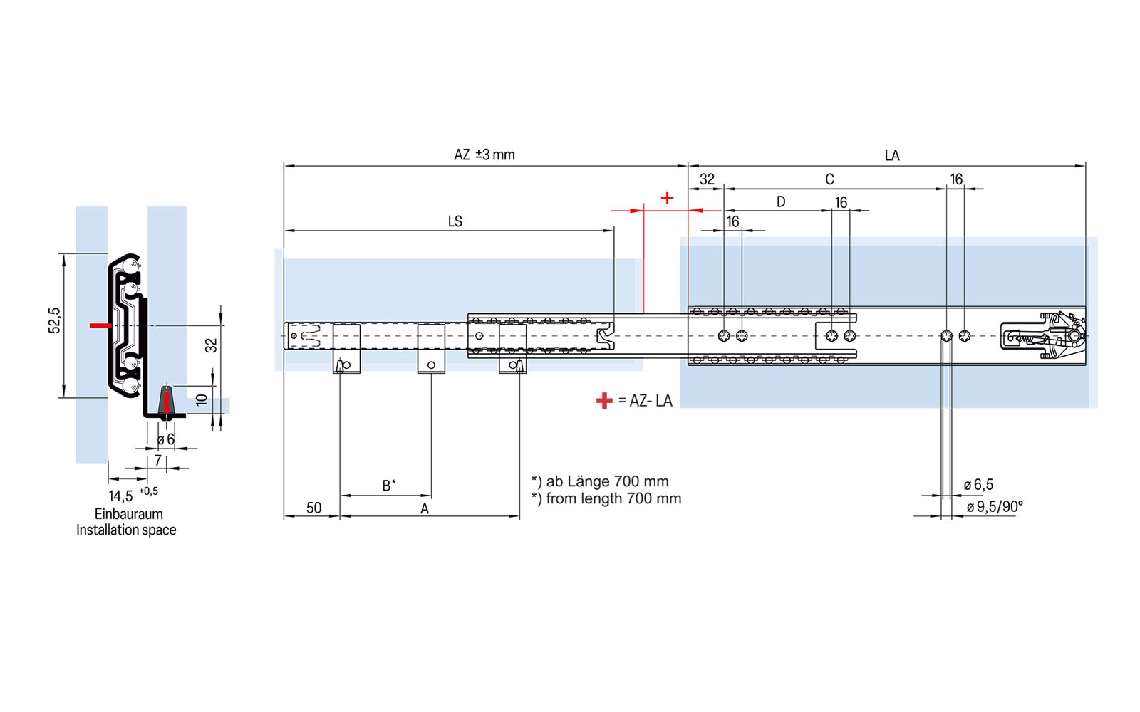 Telescopic slide over extension 036 | up to 70 kg | insertion pins | Schock telescopic slides - Image 2