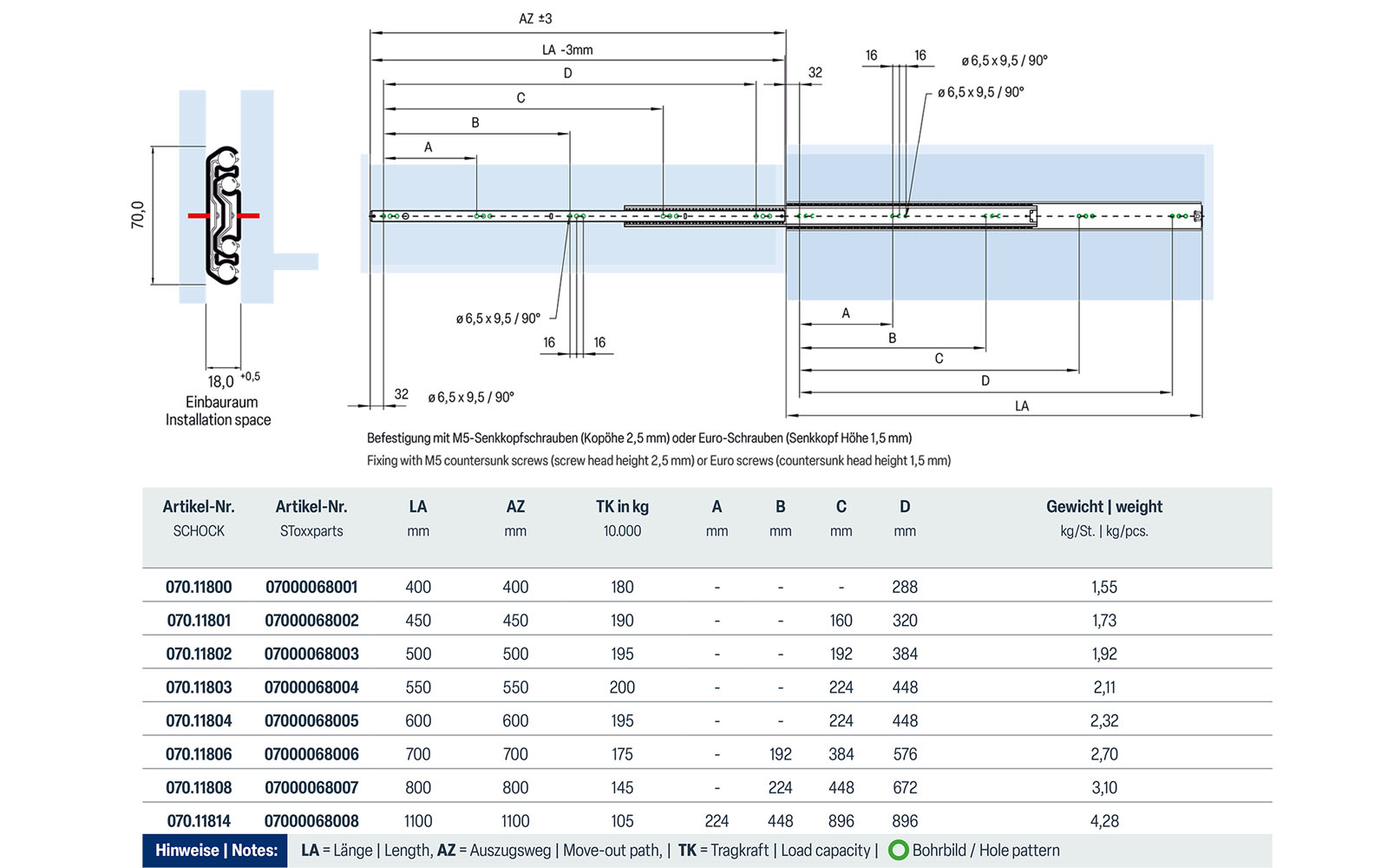 Telescopic slide full extension 070 | up to 200 kg | Schock telescopic slides - Image 2