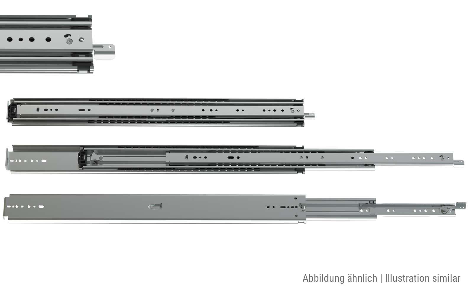 Telescopic slide full extension 076 | up to 227 kg | with locking | Schock telescopic slides