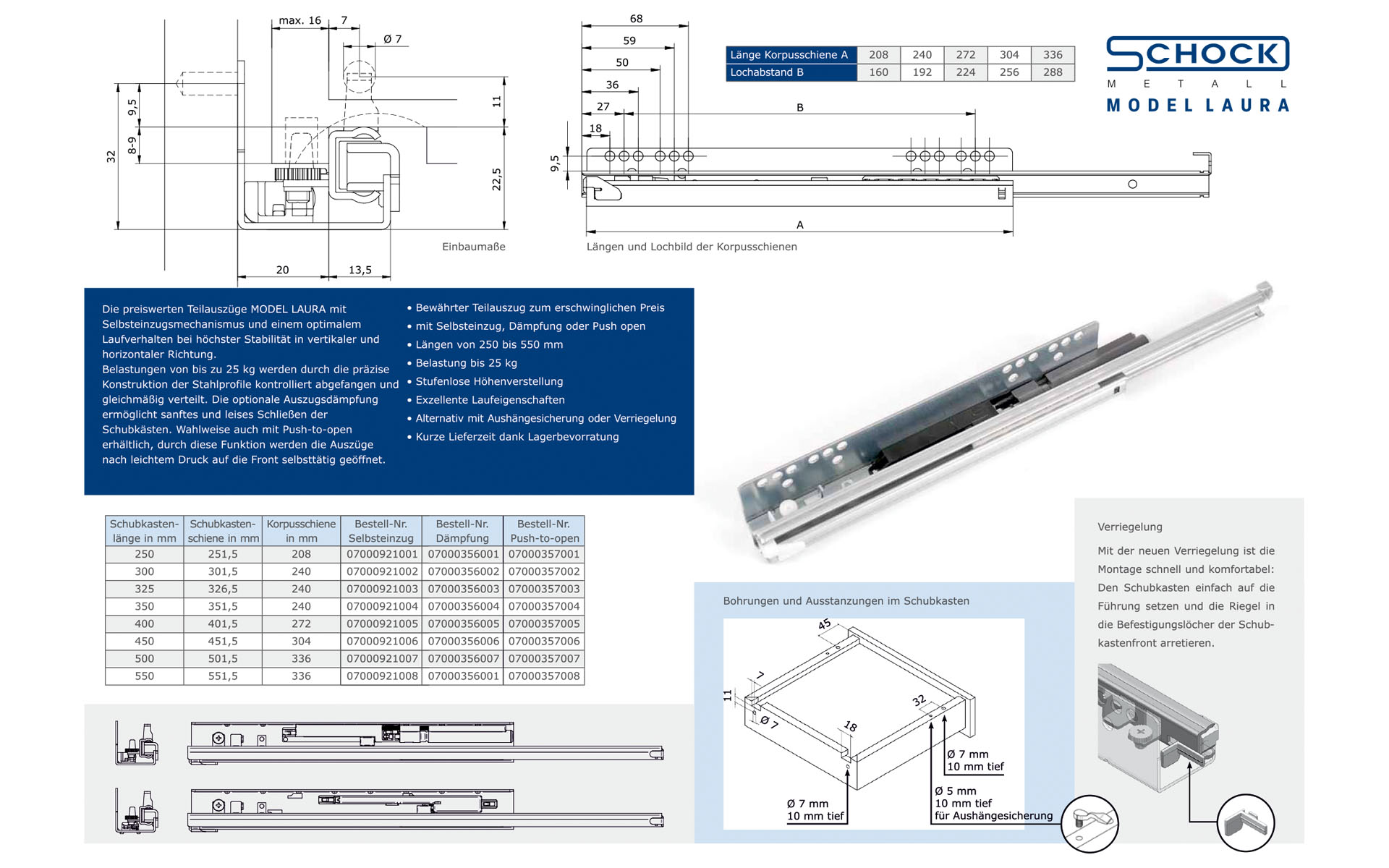 Telescopic slide partial extension Laura | up to 25 kg | Underfloor slide | Schock telescopic slides - Image 4