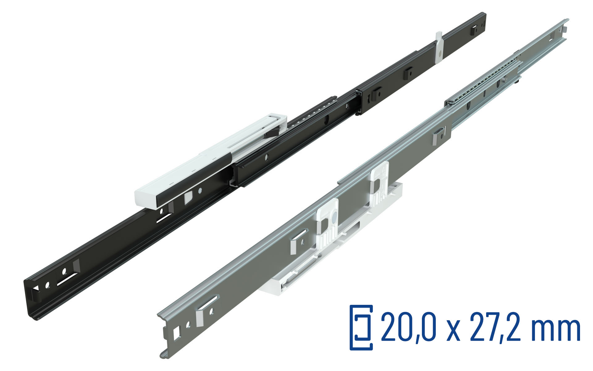 Telescopic slide full extension Series 040 | Soft-close | Schock telescopic slides