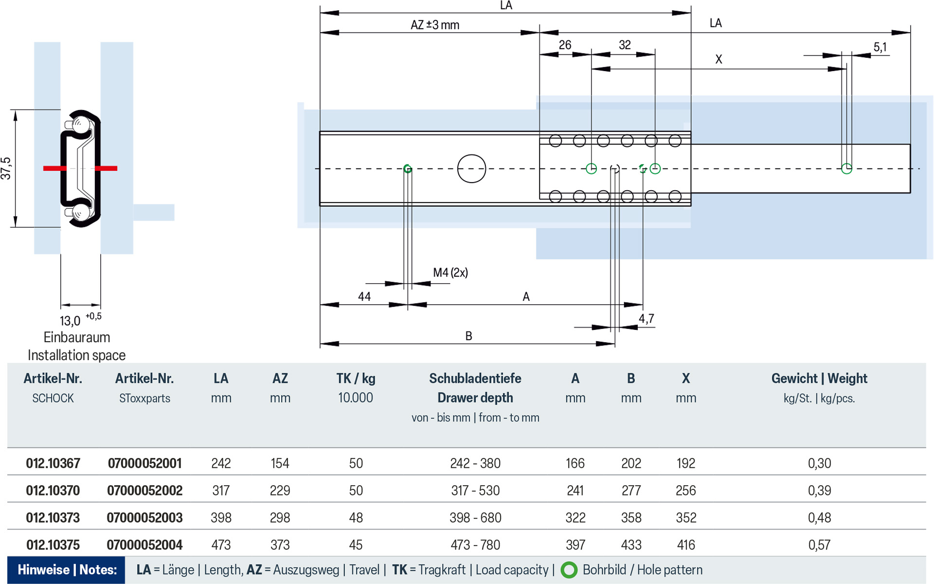 Telescopic slide partial extension 012 | up to 70 kg | Schock telescopic slides - Image 2