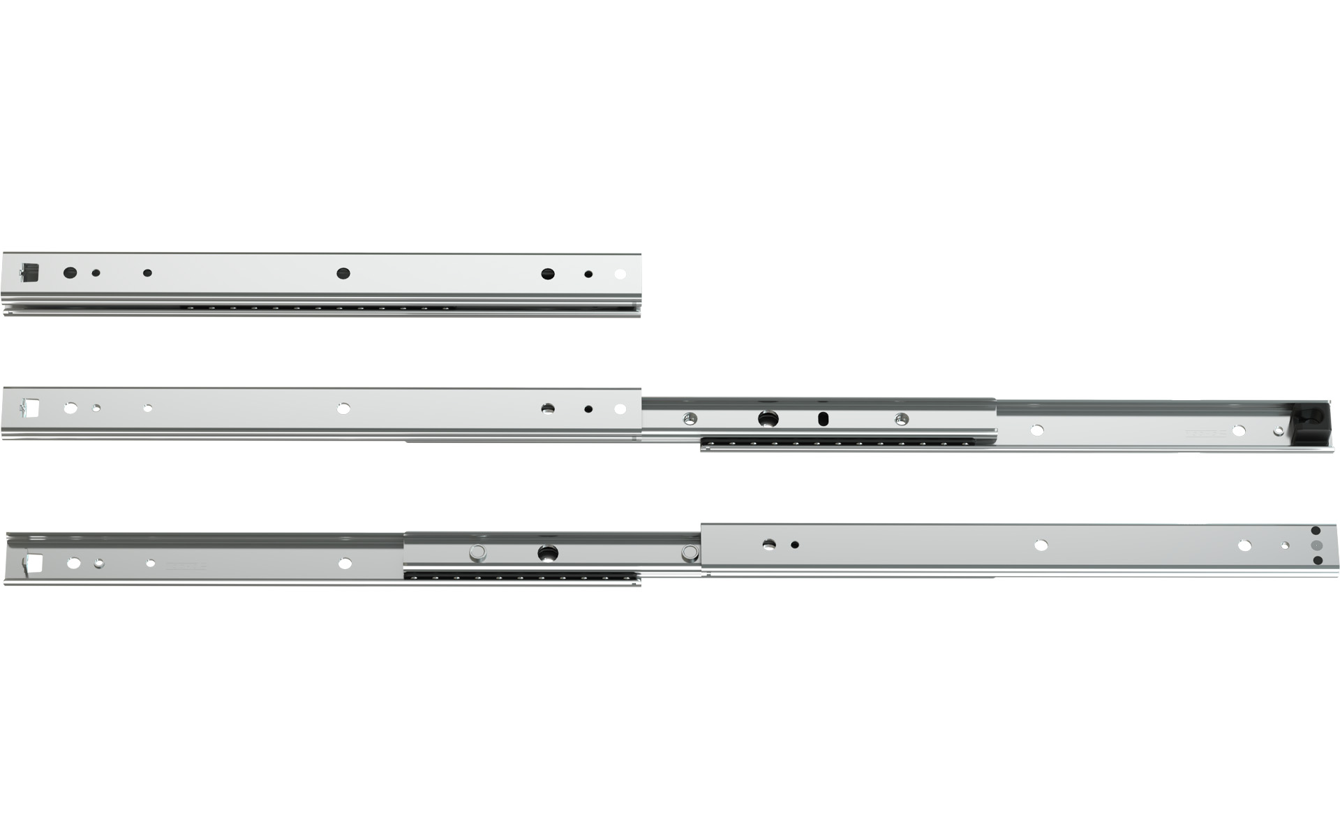 Telescopic slide over extension 040 | up to 30 kg | Extendable on both directions | Schock telescopic slides