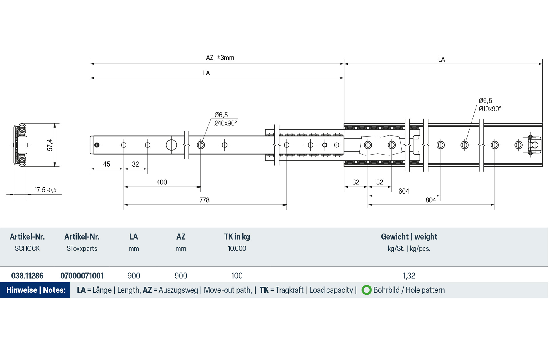 Telescopic slide full extension 038 | up to 100 kg | Hold-in | Schock telescopic slides - Image 2