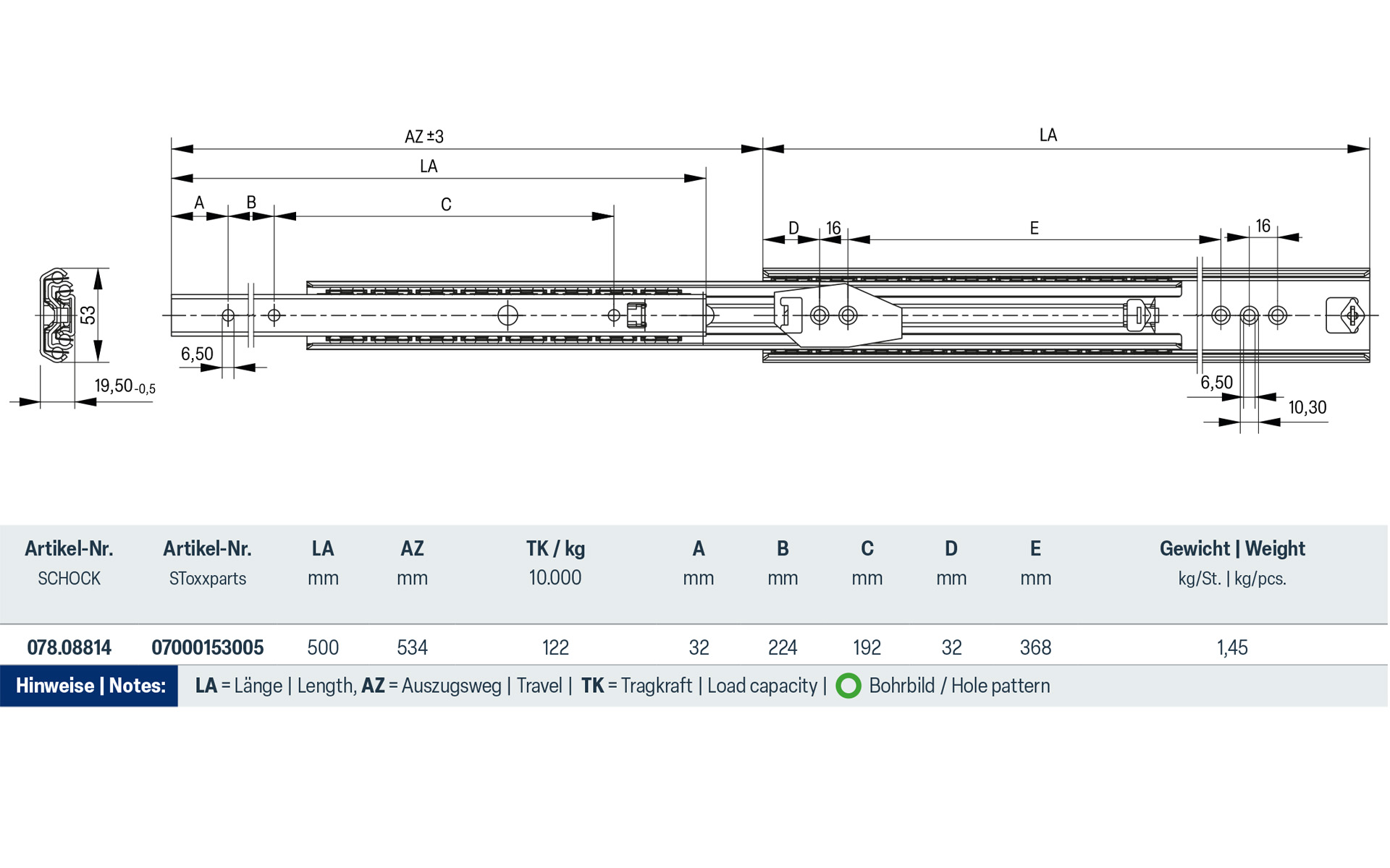 Telescopic slide over-extension 078 | up to 200 kg | Schock telescopic slides - Image 2