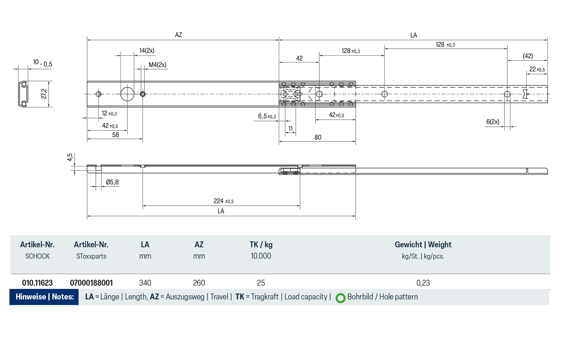 Telescopic slide partial extension 010 | up to 25 kg | Schock telescopic slides - Image 2