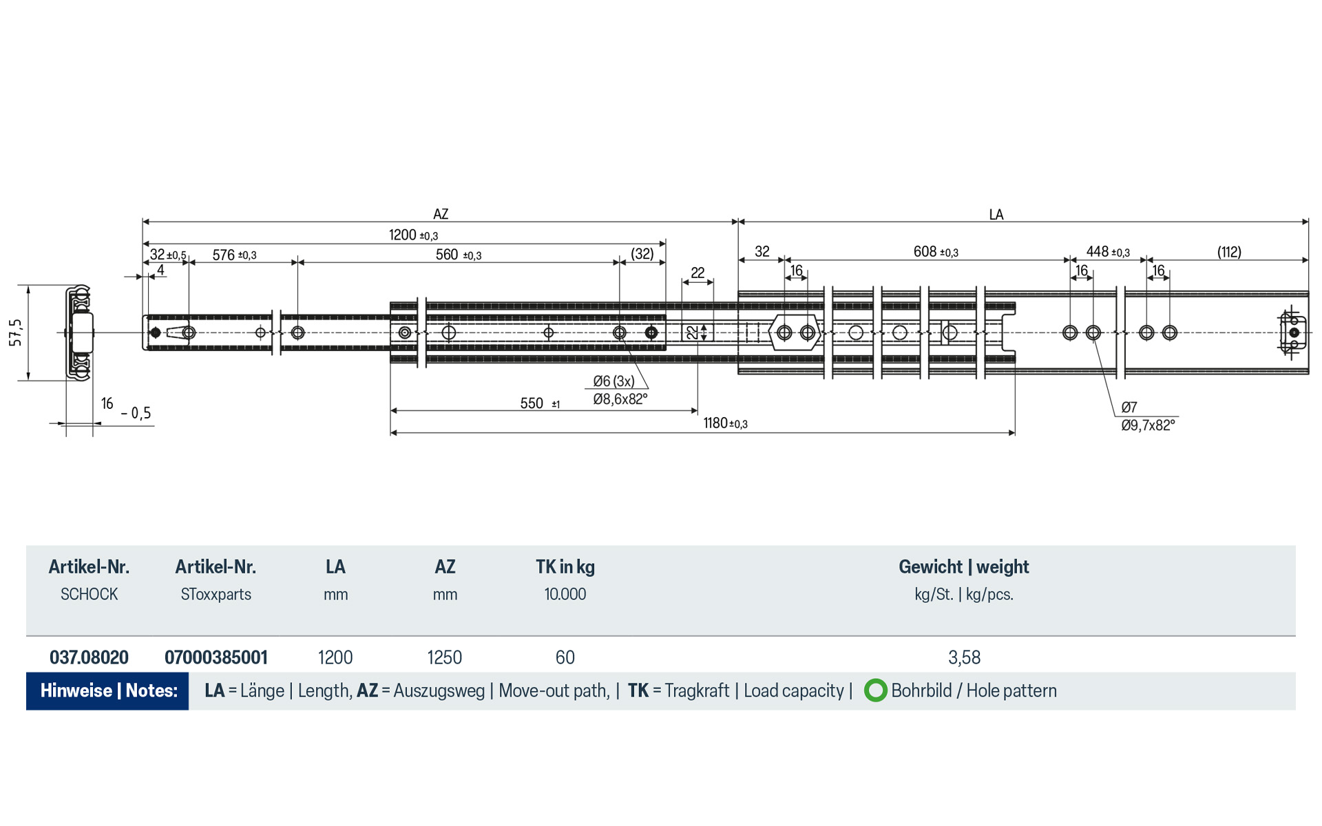 Telescopic slide over-extension 037 | up to 100 kg | Schock telescopic slides - Image 2