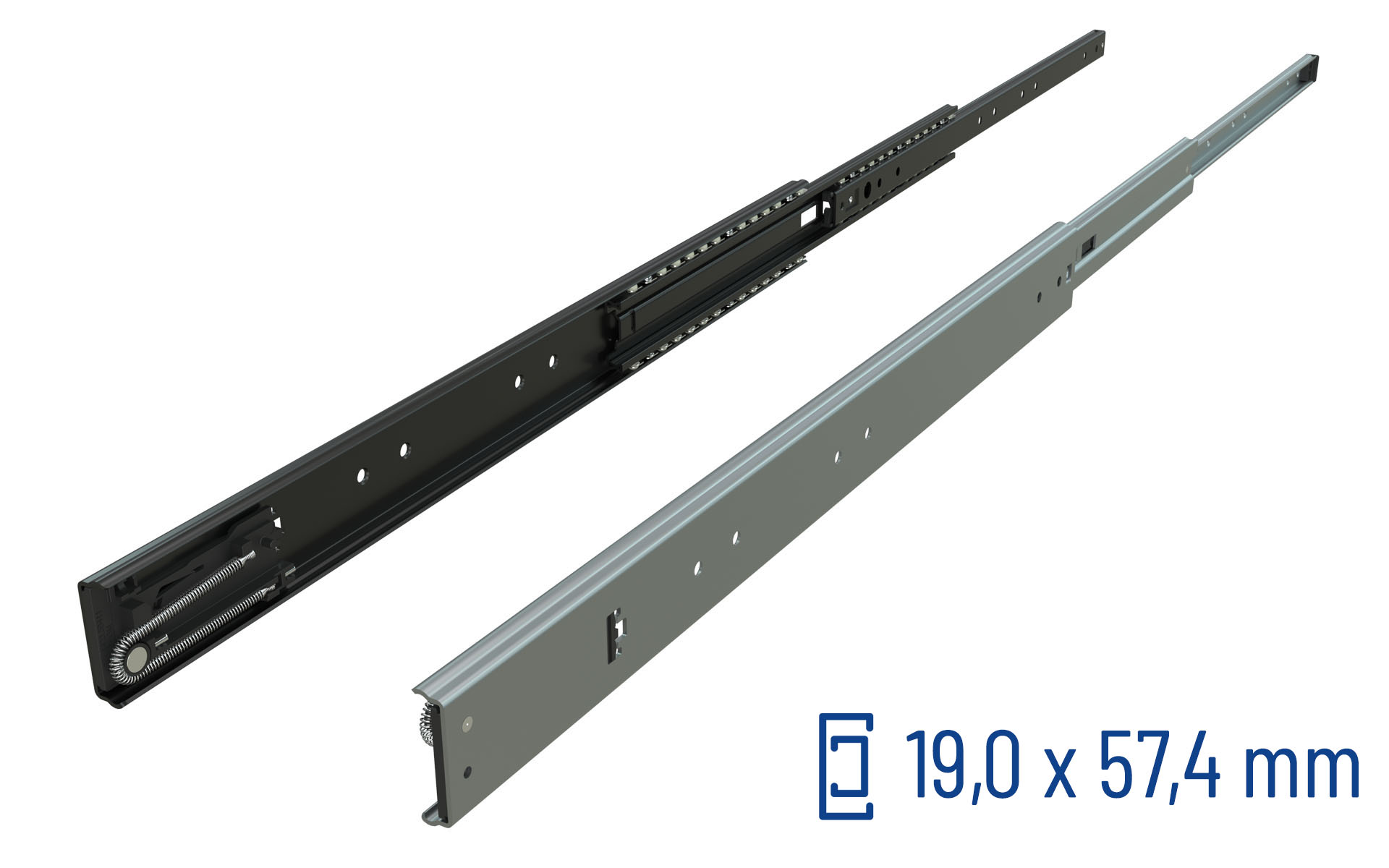 Telescopic slide full extension Series 039 | Self-close/Hold-out | Schock telescopic slides
