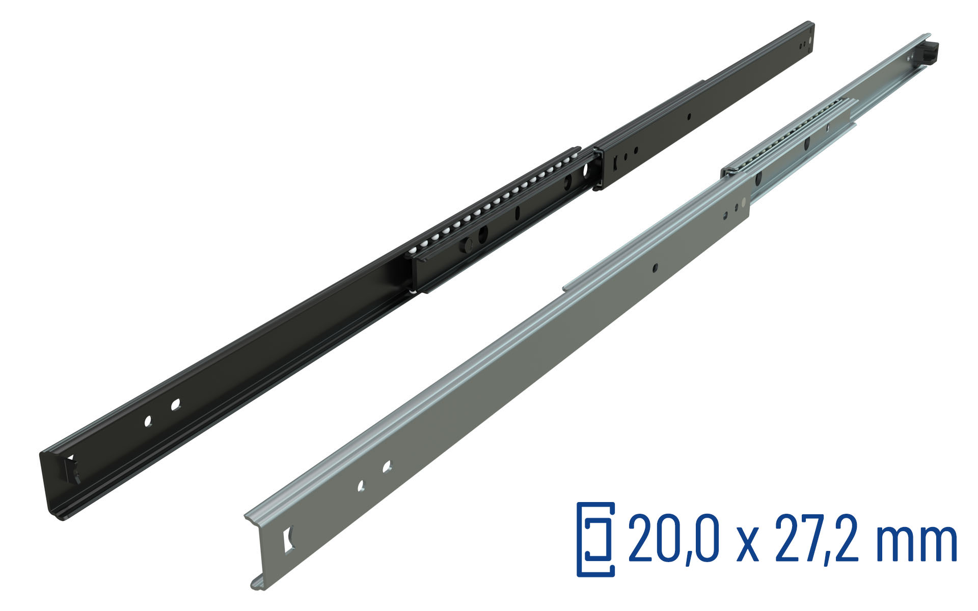 Telescopic slide full extension Series 040 | Hold in | Schock telescopic slides