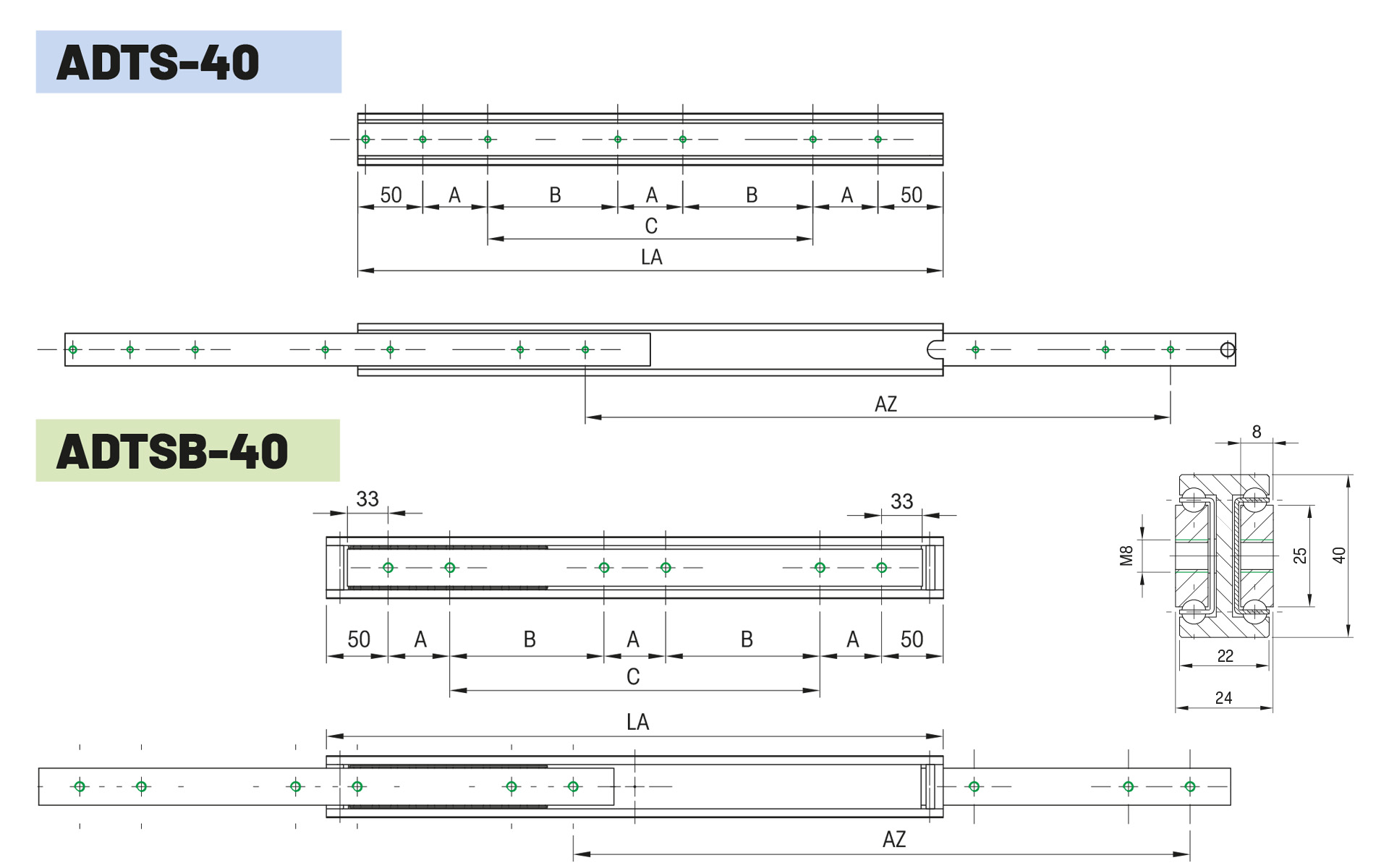 Telescopic slide full extension ADTSB-40 | up to 125 kg | Schock telescopic slides - Image 2