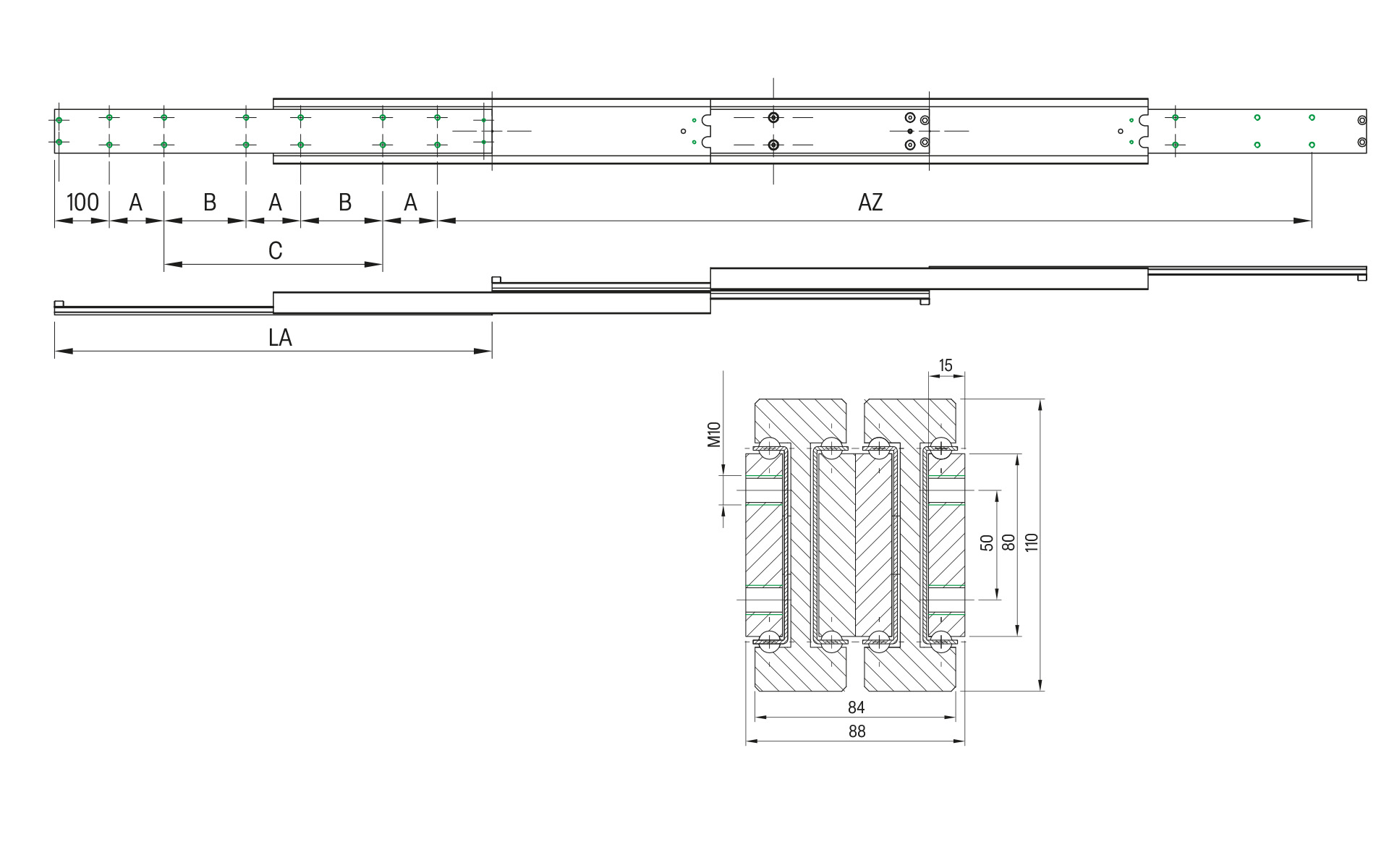 Telescopic slide over extension DDTS-110 | up to 840 kg | Schock telescopic slides - Image 2