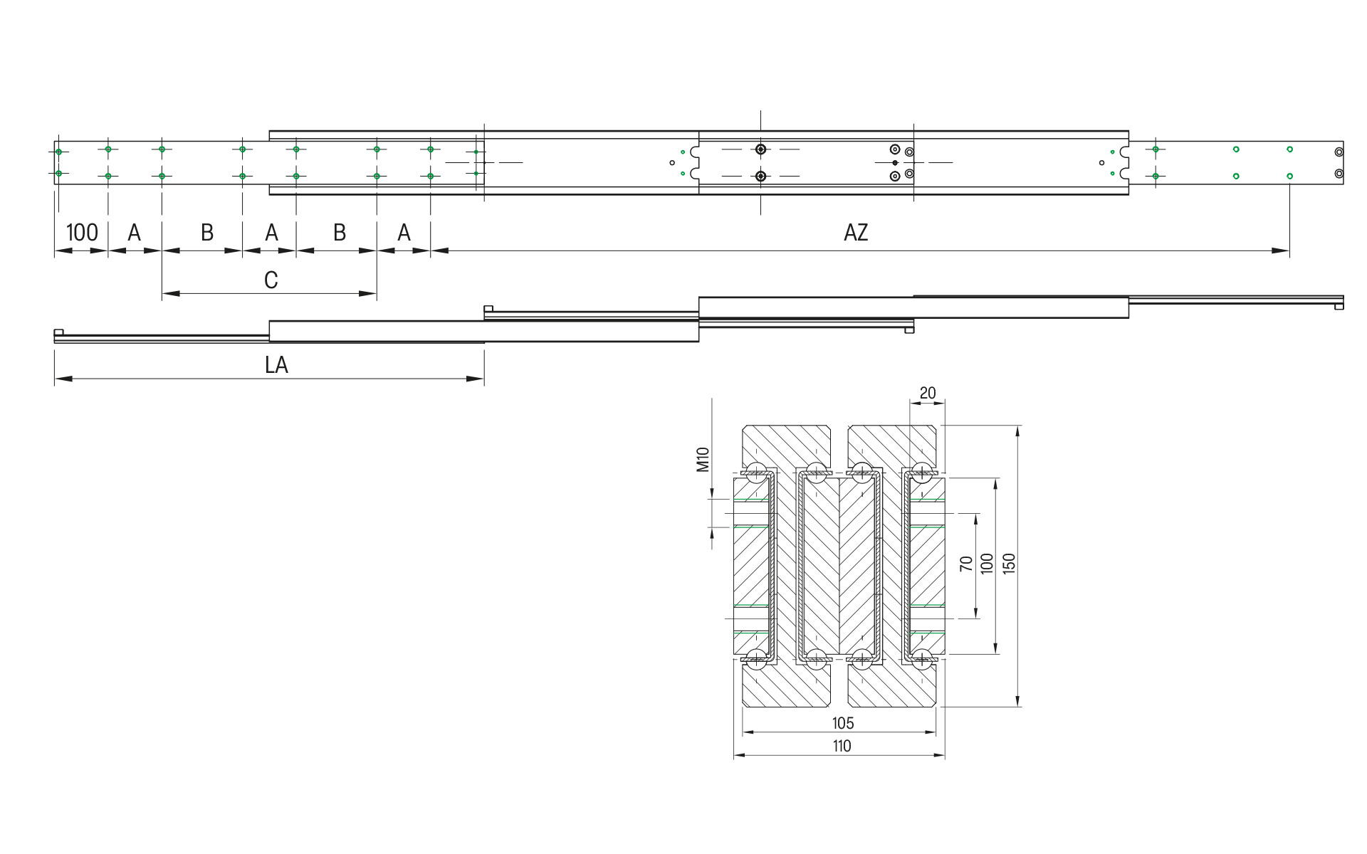 Telescopic slide over extension DDTS-150 | up to 1540 kg | Schock telescopic slides - Image 2
