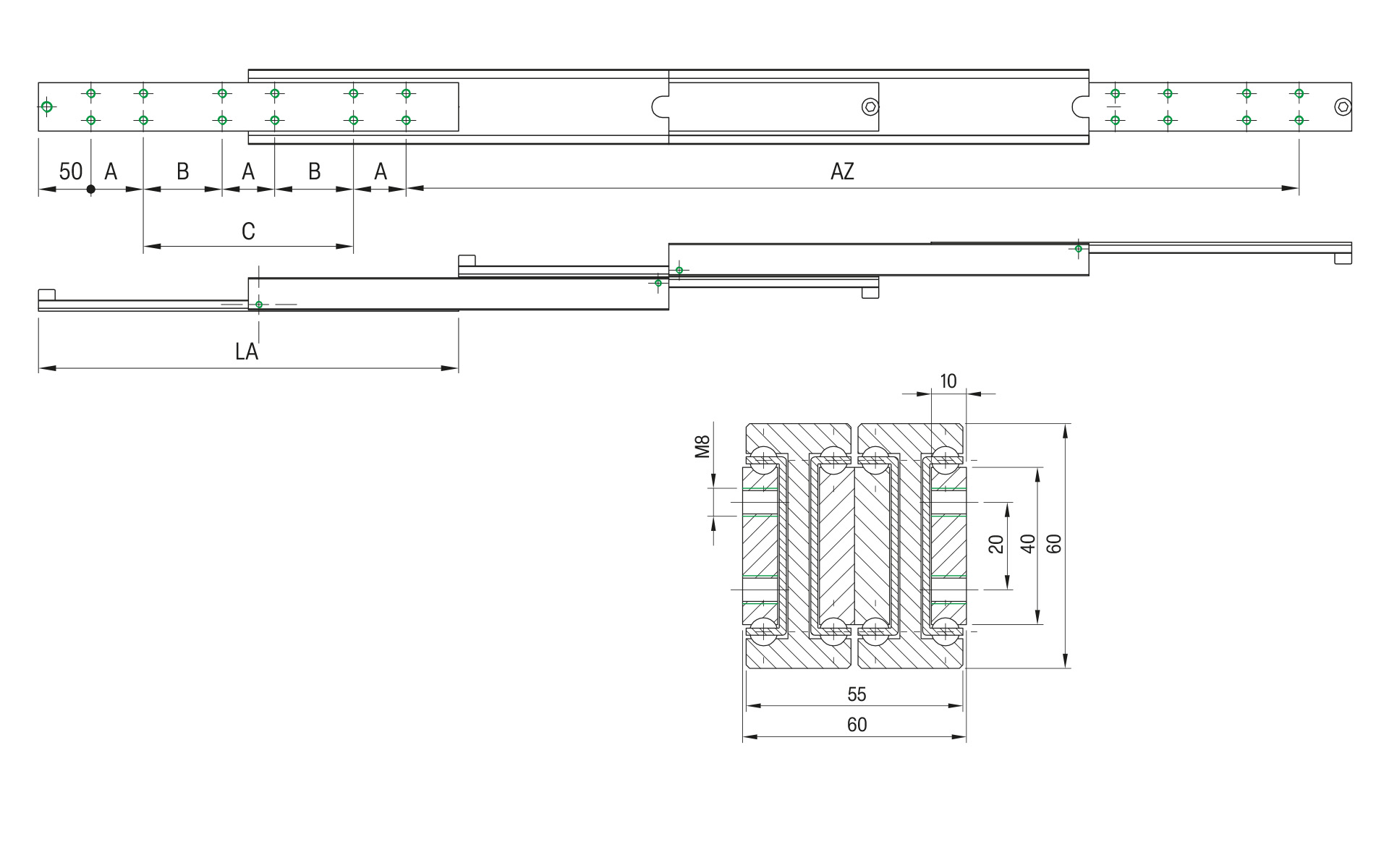 Telescopic Slide over extension DDTS-60 | up to 320 kg | Schock telescopic slides - Image 2