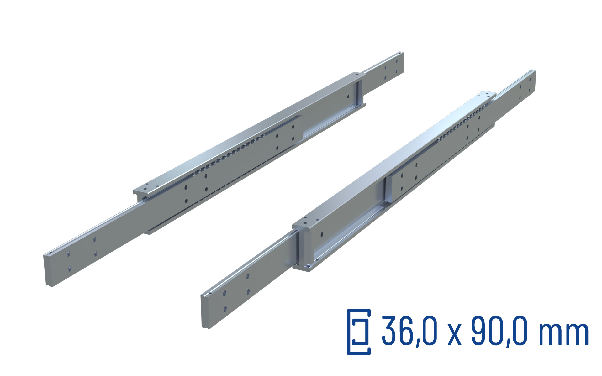 Telescopic slide full extension DTSB-90 | up to 880kg | Schock telescopic slides