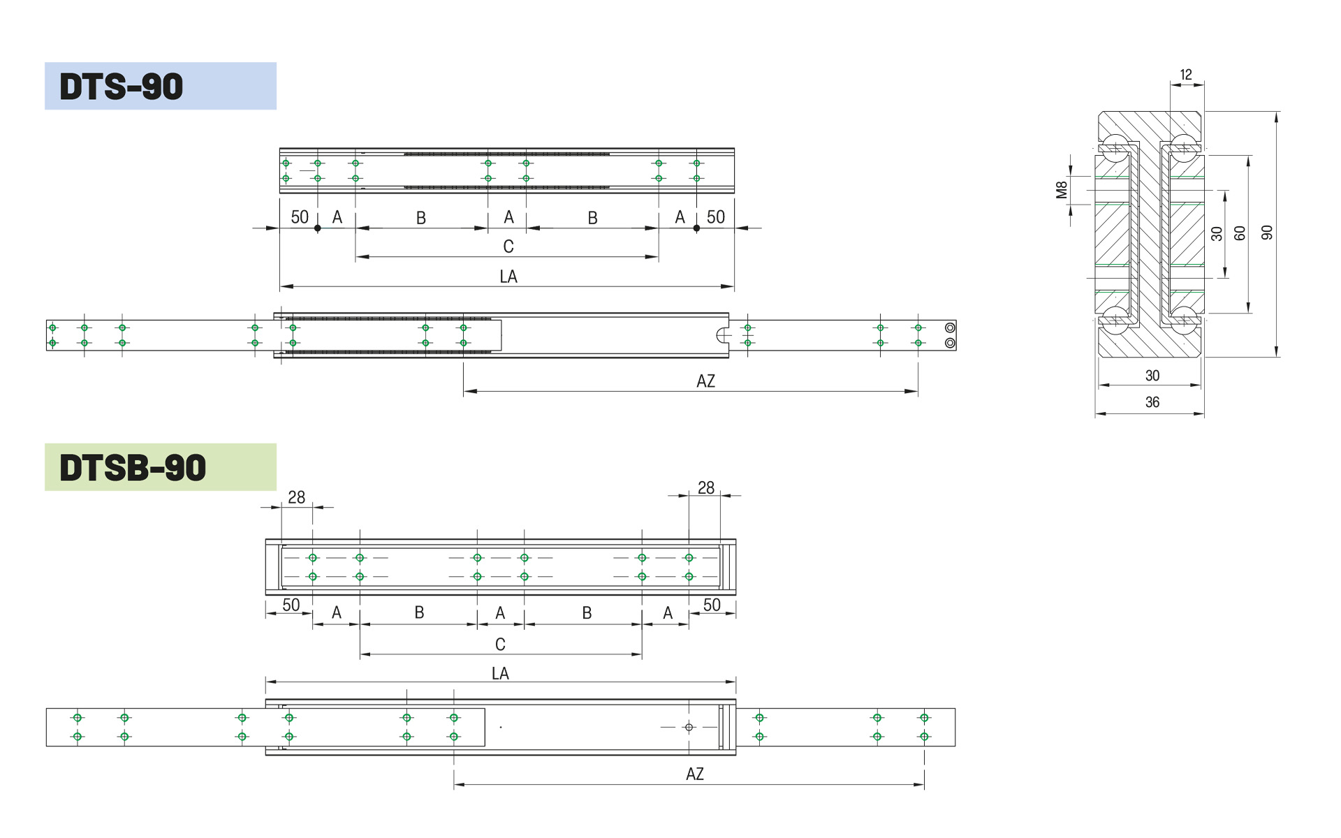 Telescopic slide full extension DTSB-90 | up to 880kg | Schock telescopic slides - Image 2