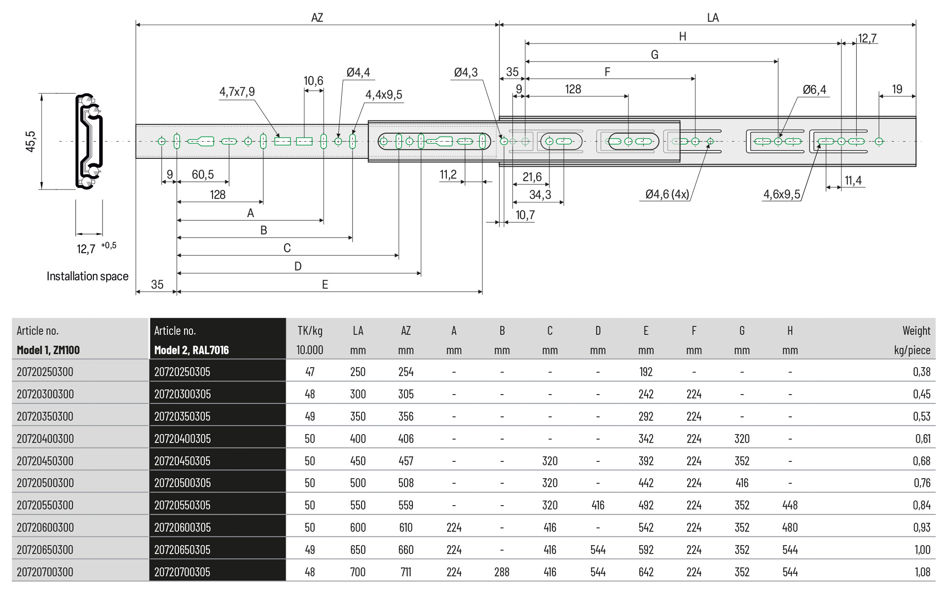 Telescopic slide full extension Series 072 | Disconnect/Hold-in | Schock telescopic slides - Image 2