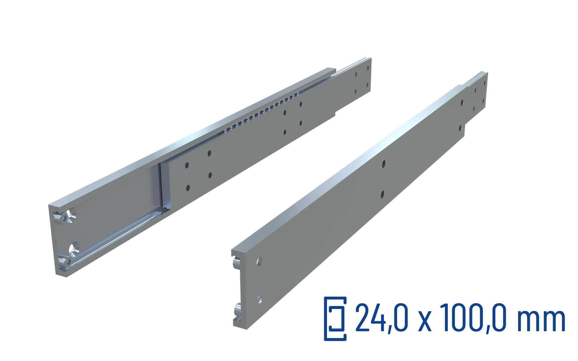 Telescopic slide partial extension OWS-100 | up to 1750 kg | Schock telescopic slides