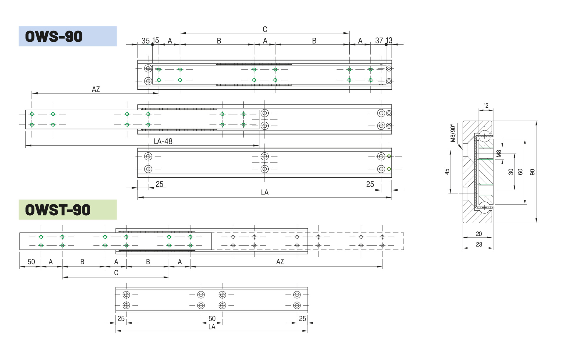 Telescopic slide partial extension OWS-90 | up to 1600 kg | Schock telescopic slides - Image 2