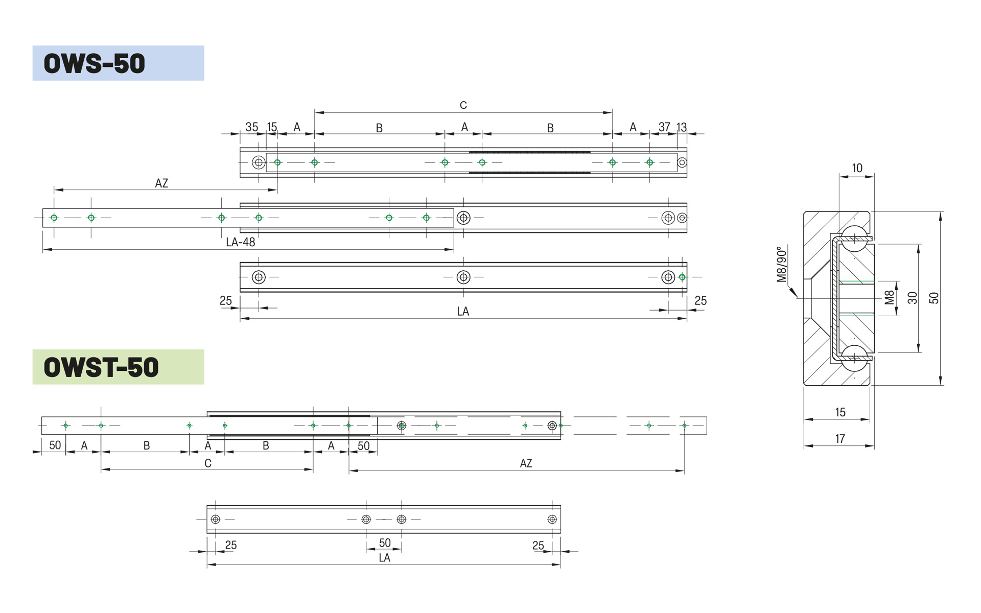 Telescopic slide partial extension OWST-50 | up to 350kg | Schock telescopic slides - Image 2