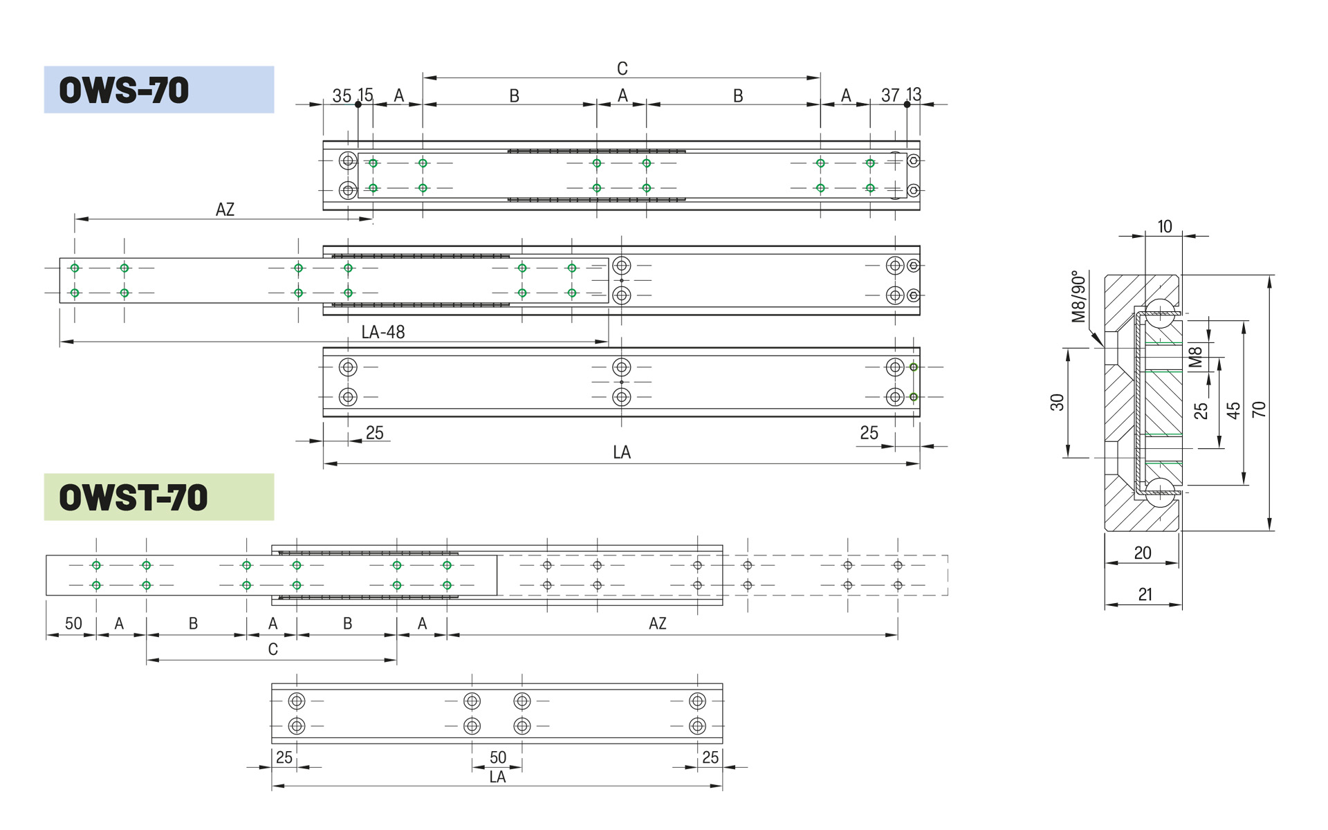 Telescopic slide partial extension OWST-70 | up to 1060 kg | Schock telescopic slides - Image 2