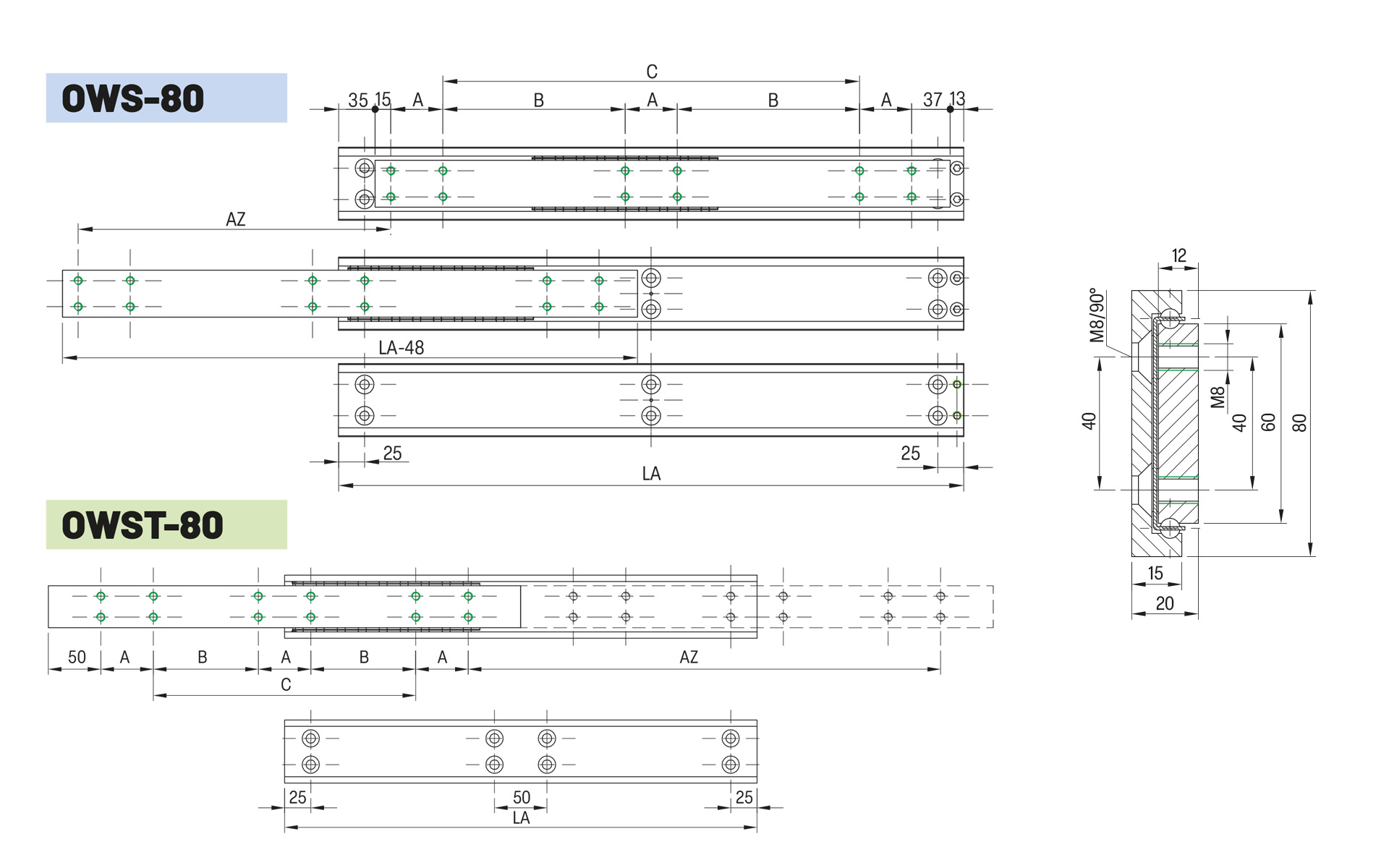 Telescopic slide partial extension OWST-80 | up to 1080kg | Schock telescopic slides - Image 2