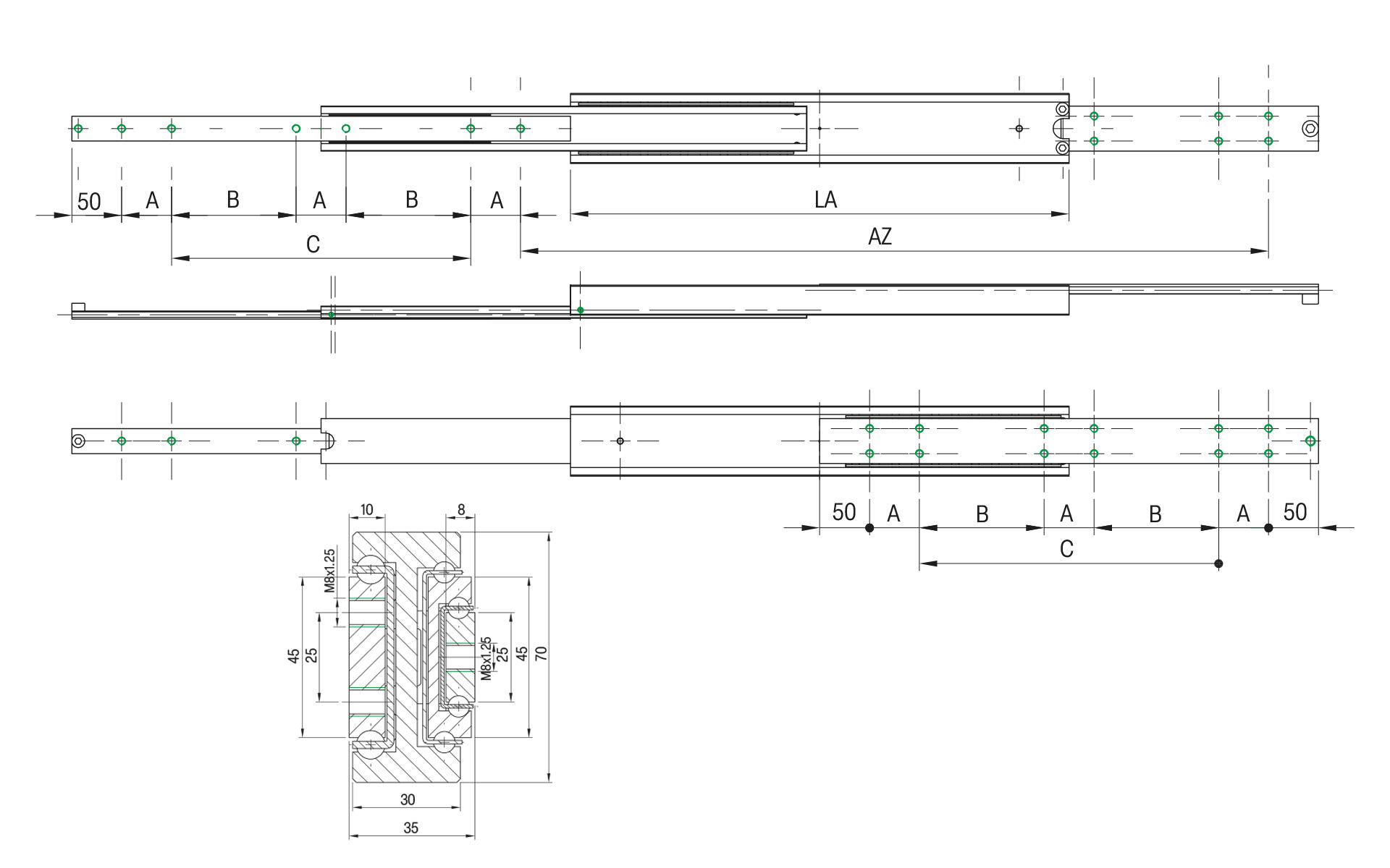 Telescopic slide over extension QSRT-70 | up to 310kg | Schock telescopic slides - Image 2
