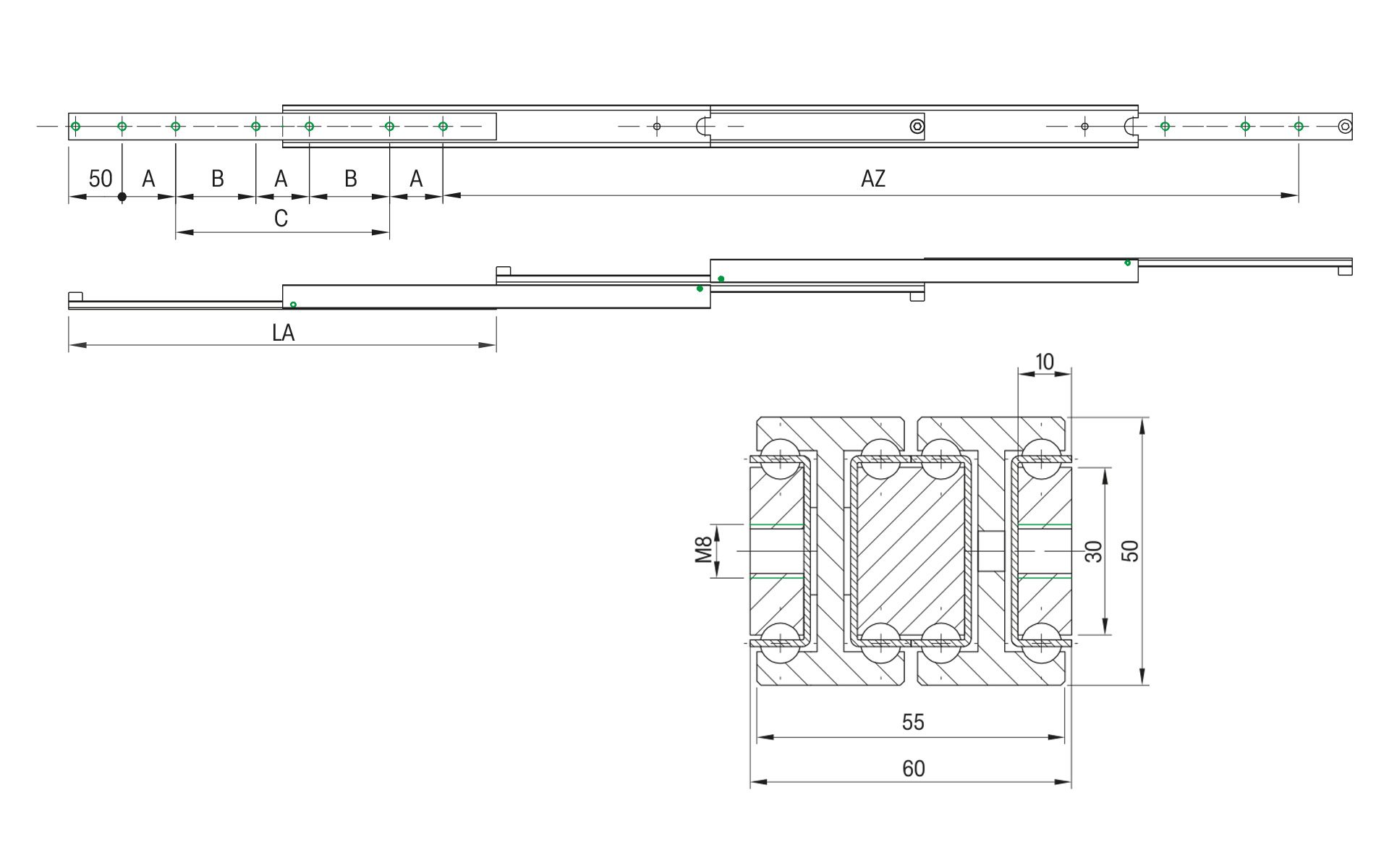 Telescopic slide over extension SDDTS-50 | up to 110 kg | Schock telescopic slides - Image 2