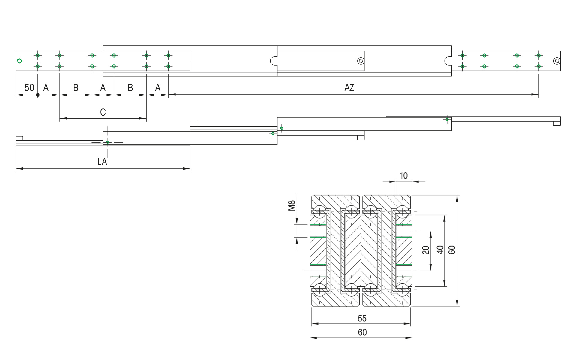 Telescopic slide over extension SDDTS-60 | up to 120 kg | Schock telescopic slides - Image 2