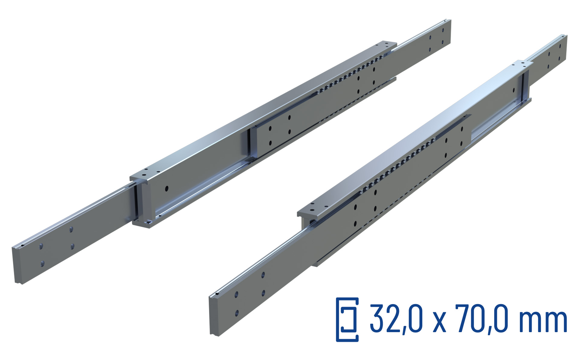 Telescopic slide full extension SDTSB-70 | up to 480 kg | Schock telescopic slides