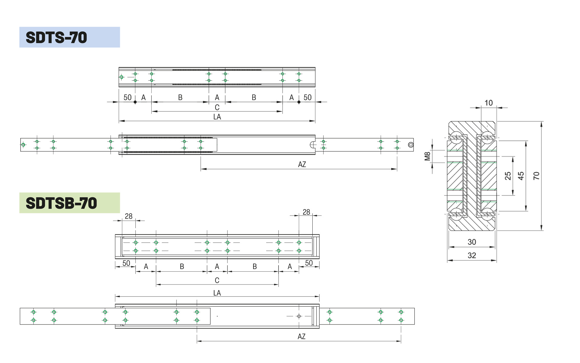 Telescopic slide full extension SDTSB-70 | up to 480 kg | Schock telescopic slides - Image 2