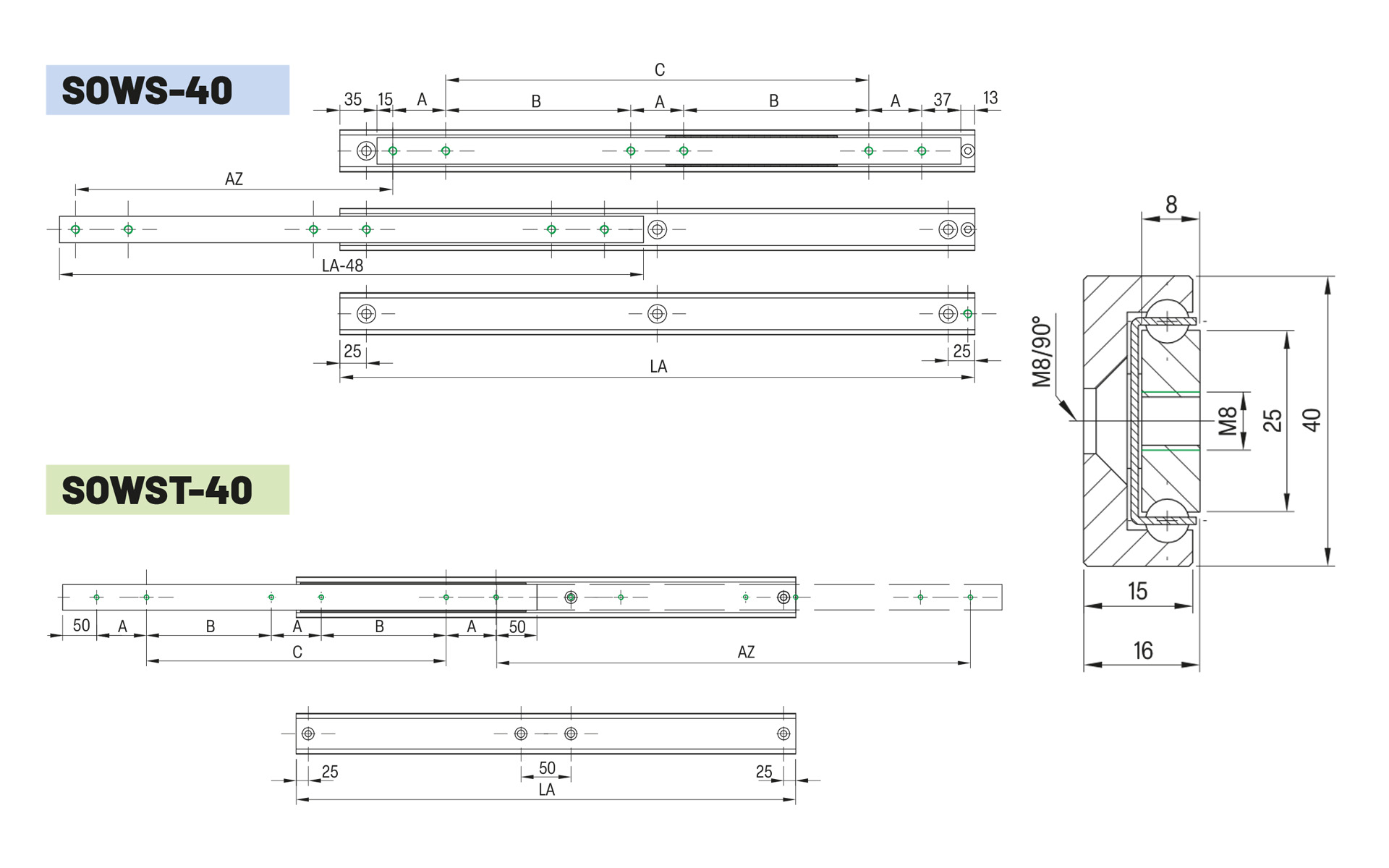 Telescopic slide partial extension SOWS-40 | up to 280 kg | Schock telescopic slides - Image 2