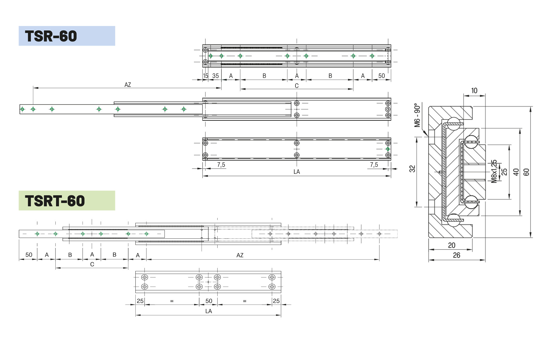 Telescopic slide full extension TSR-60 | up to 314 kg | Schock telescopic slides - Image 2