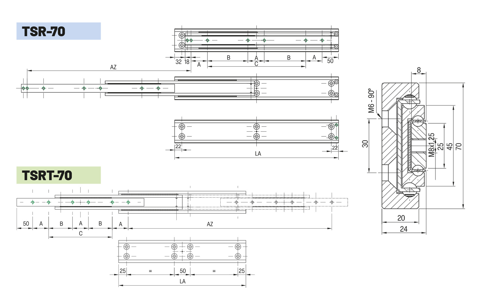 Telescopic slide full extension TSR-70 | up to 435 kg | Schock telescopic slides - Image 2
