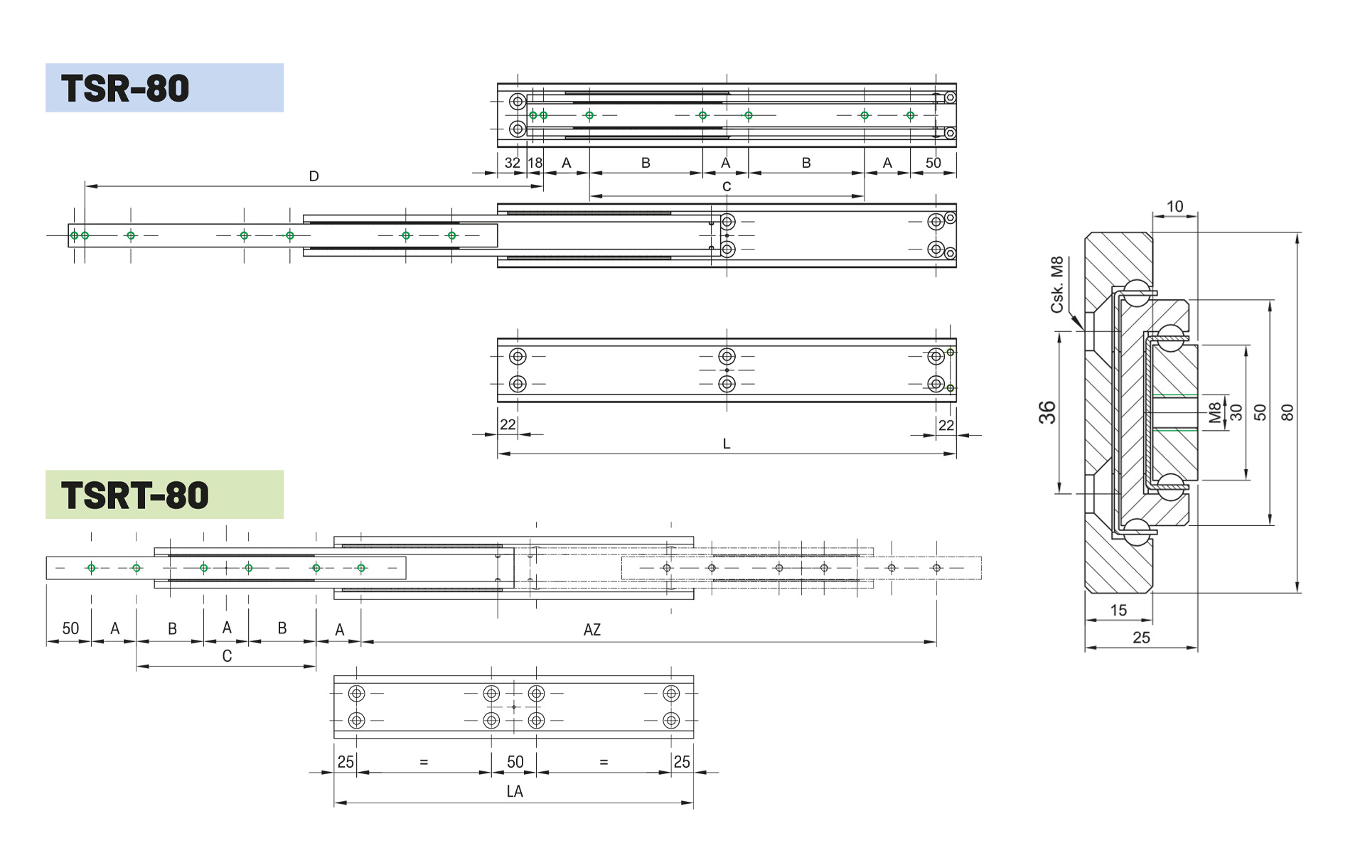 Telescopic slide full extension TSR-80 | up to 435 kg | Schock telescopic slides - Image 2