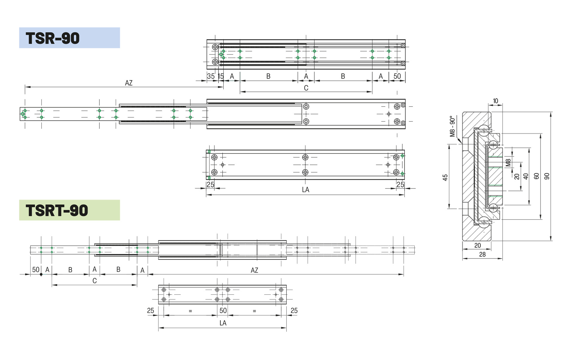 Telescopic slide full extension TSR-90 | up to 690 kg | Schock telescopic slides - Image 2
